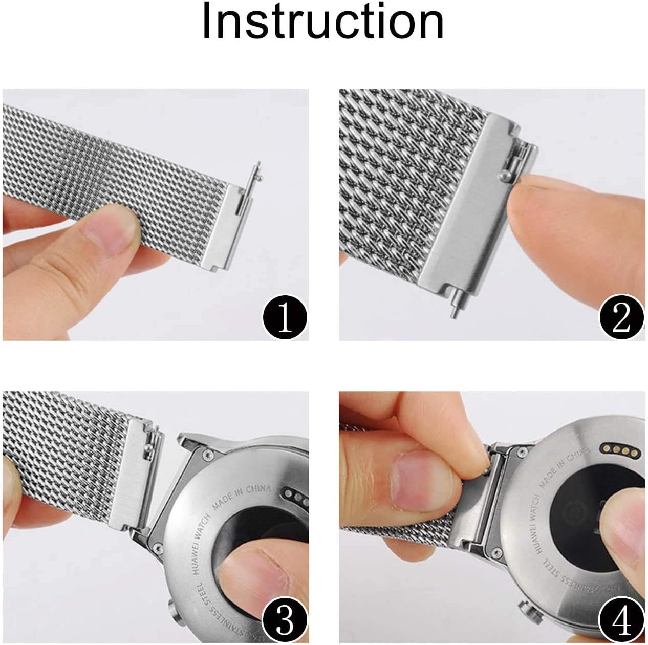 FitTurn Adaptador de correa de reloj de metal  cierre  conector para Huawei Band 766Pro, para modelos de reloj Honor Band 76, viene con aguja de
