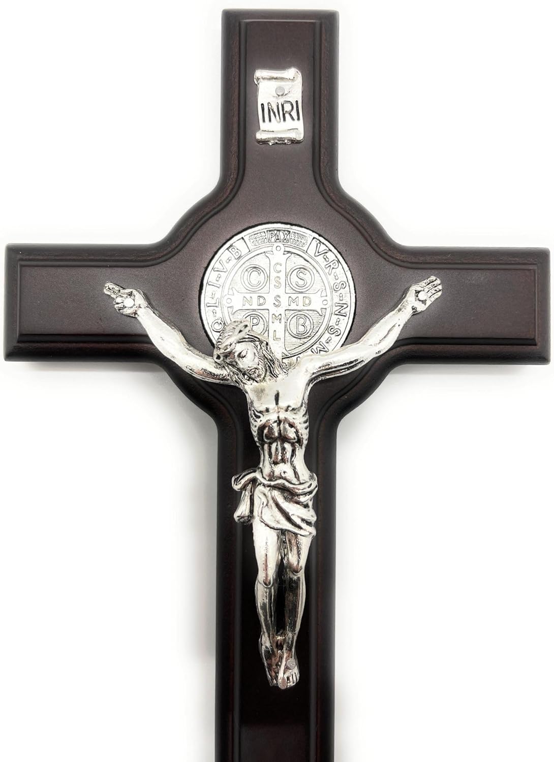 San Francis Imports Crucifijo de San Benito para pared, cruz de metal hecha a mano, cruz de metal de San Benito, crucifijo católico, 8 pulgadas,