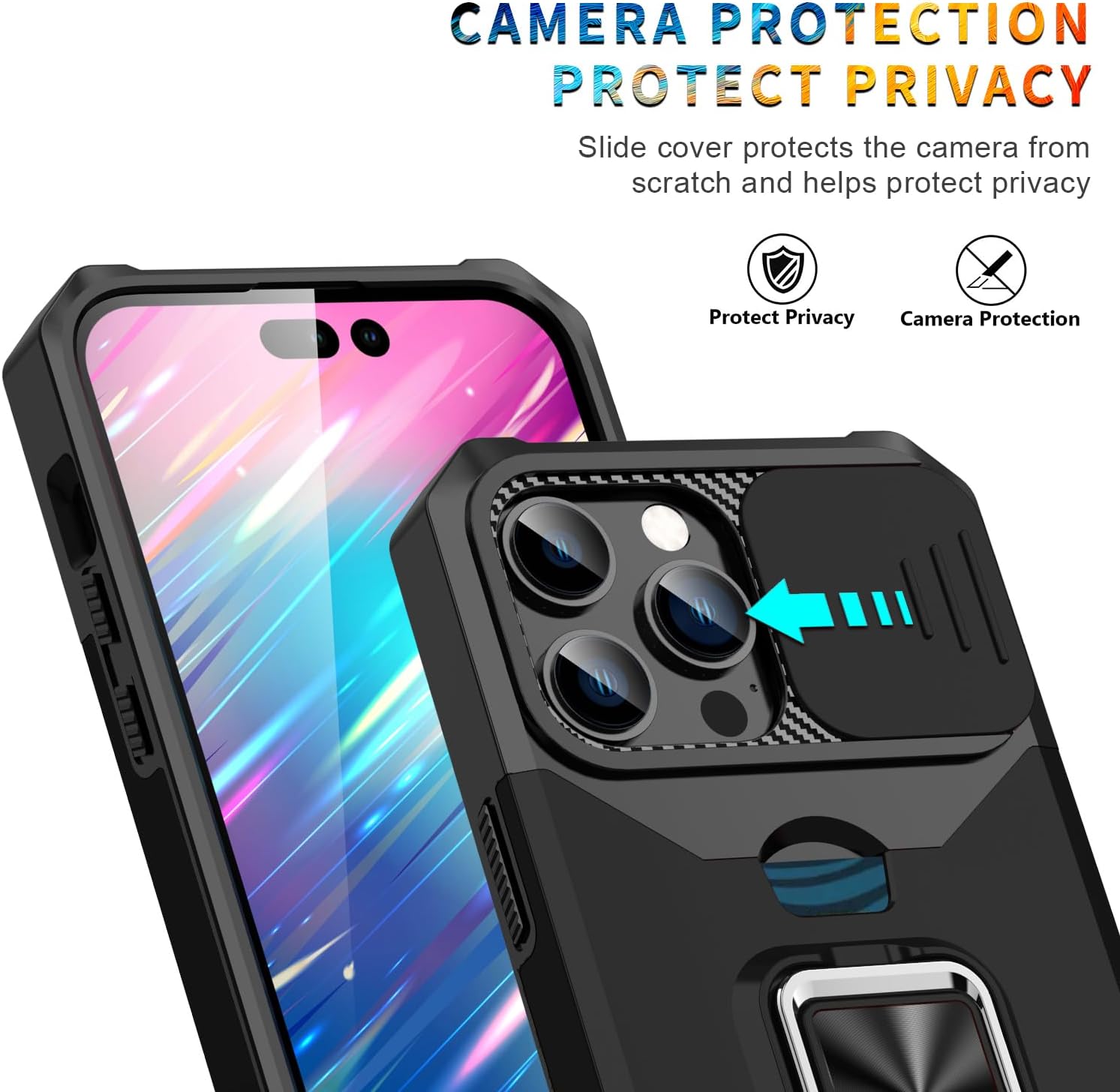 Asuwish Funda compatible con iPhone 15 Pro Max de 6.7 pulgadas y protector de pantalla de vidrio templado, tarjetero y anillo para teléfono celular
