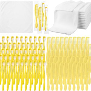 Tioncy Juego de 50 cepillos de dientes desechables con paños y peine para personas sin hogar, cepillos de dientes manuales envueltos Tioncy Juego de 50 cepillos de dientes desechables con paños y peine para personas sin hogar, cepillos de dientes manuales envueltos