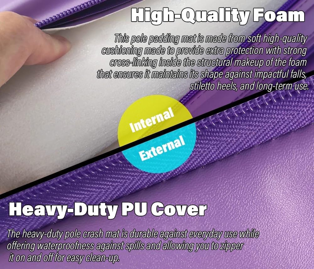 Pole Crash Mat – 3.9 ft4.9 ft5.2 ft6.6 ft redondo plegable esterilla de baile de poste, esterillas portátiles de yoga para ejercicios de baile,