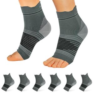 Calcetines para fascitis plantar (6 pares) para hombres y mujeres, mangas de compresión para pies con soporte de arco y tobillo (gris oscuro, Calcetines para fascitis plantar (6 pares) para hombres y mujeres, mangas de compresión para pies con soporte de arco y tobillo (gris oscuro,