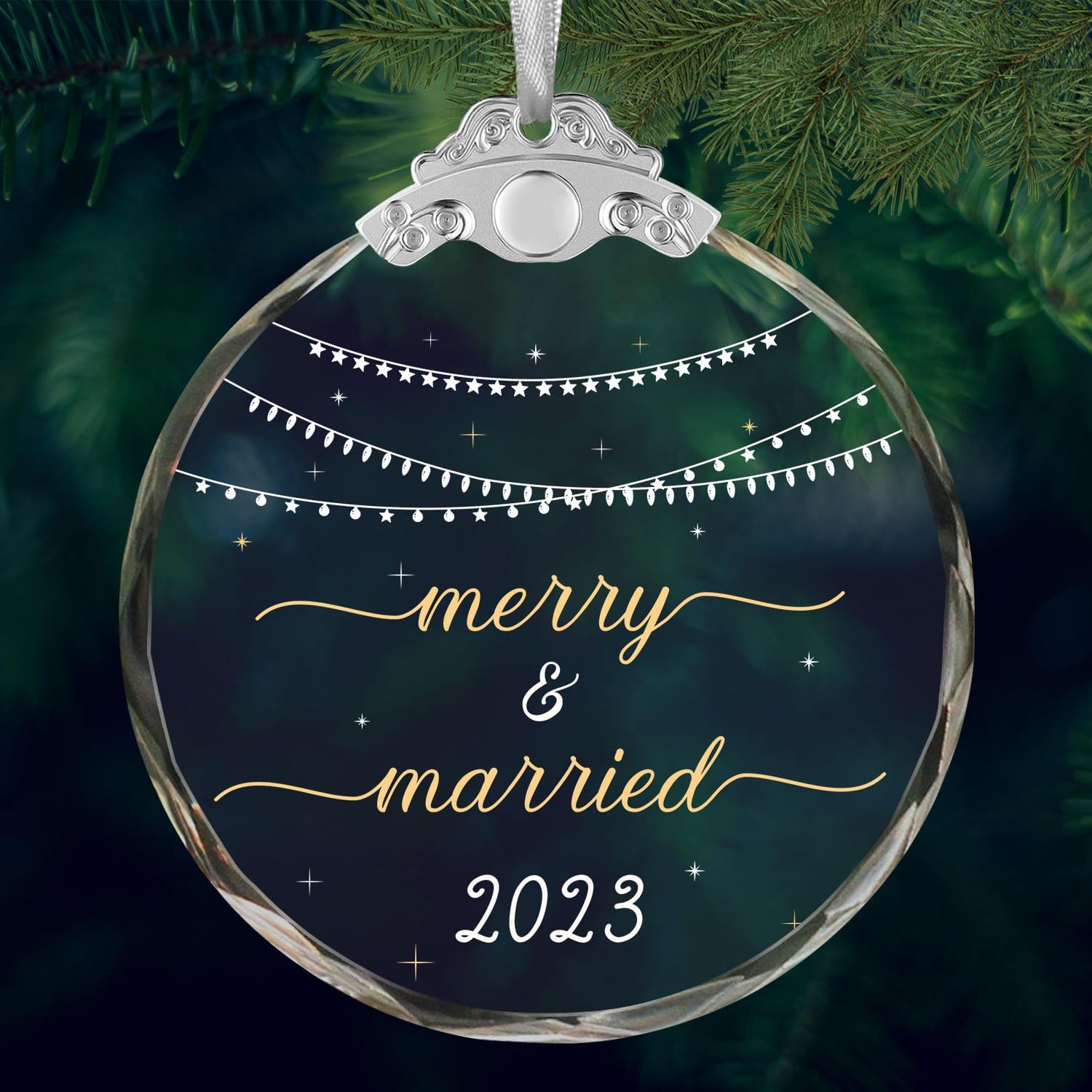 Adorno de matrimonio de nuestra primera Navidad 2023, nuestra primera Navidad como el señor y la señora 2023, adorno de casado de primera Navidad