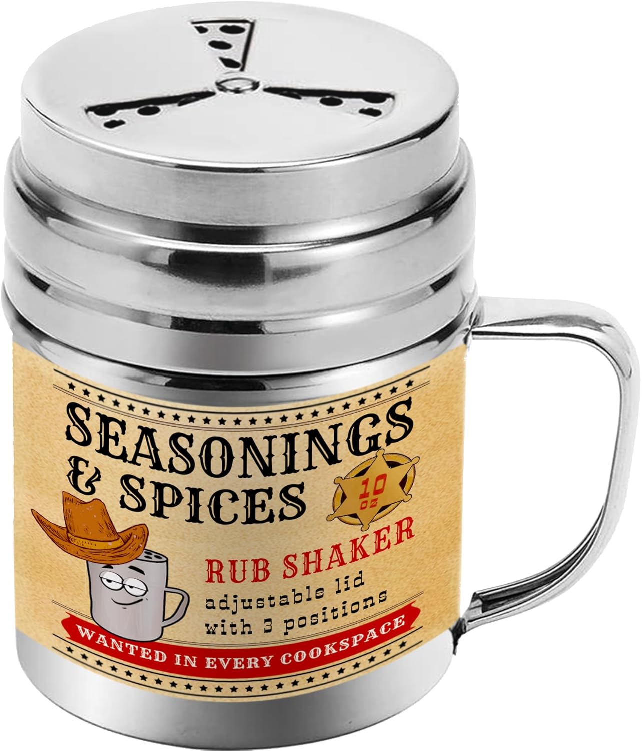 CUSINIUM Coctelera de especias de condimentos de 10 onzas, coctelera para barbacoa en seco, draga de cocina con tapa y mango ajustables estilo
