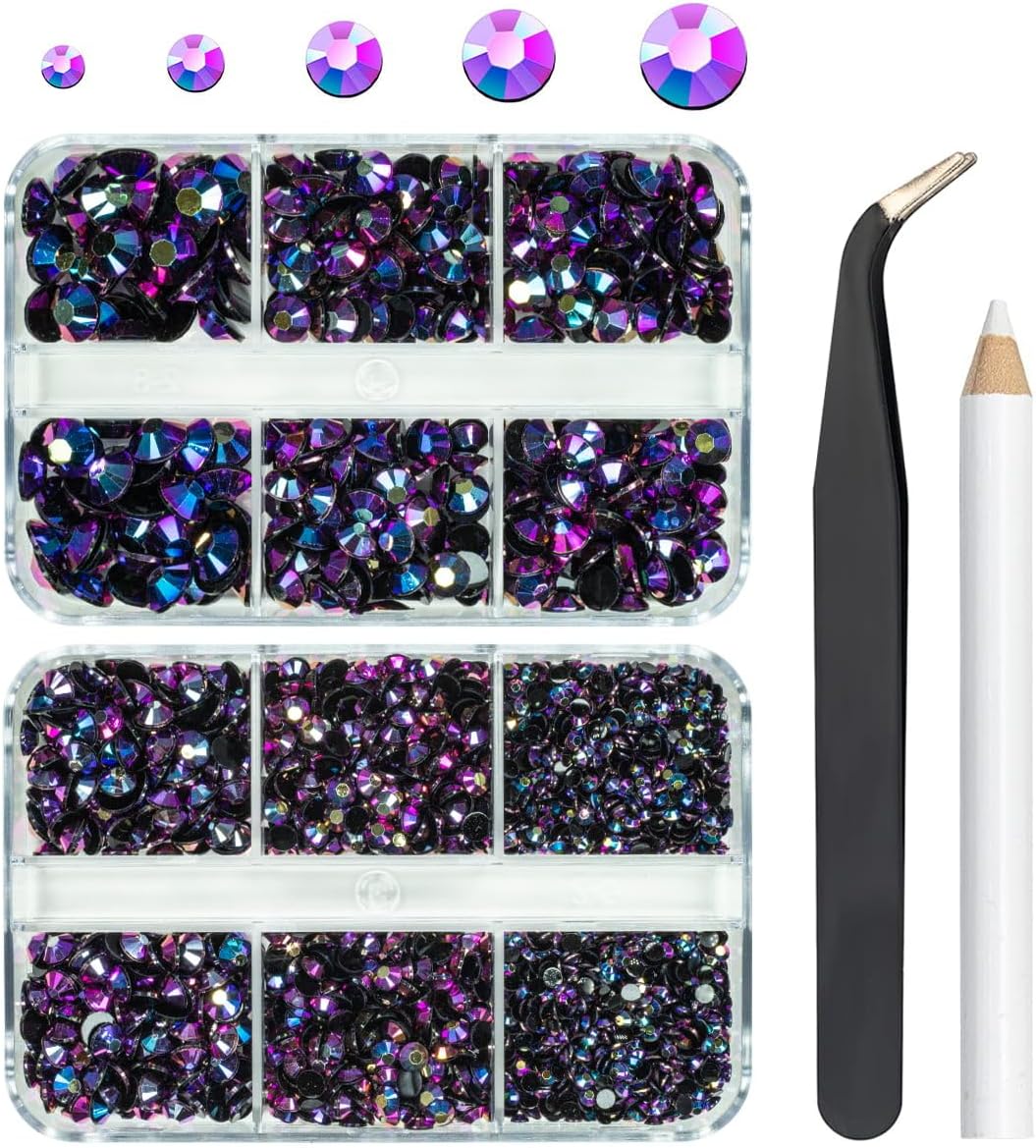 3060 unidades de diamantes de imitación de resina AB con parte trasera plana y parte trasera plana, diamantes de imitación de resina de 0.079 in,