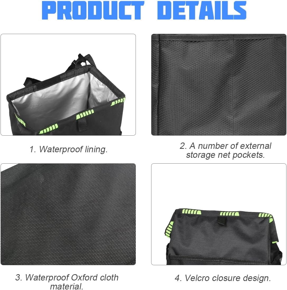 8sanlione Basurero para automóvil con bolsillos de almacenamiento, plegable para colgar de gran capacidad, a prueba de fugas, impermeable,