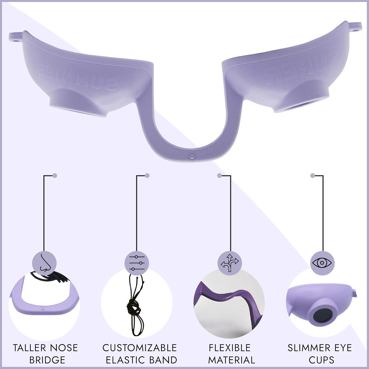 Super Sunnies EVO Flex – Gafas de bronceado que cumplen con la FDA, gafas de bronceado UV para protección ocular que permite la visibilidad, con una