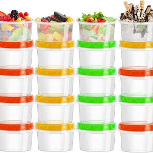 Eerrhhaq Paquete de 20 recipientes de plástico pequeños reutilizables de 8 onzas, recipientes de almacenamiento de alimentos con tapas de rosca, Eerrhhaq Paquete de 20 recipientes de plástico pequeños reutilizables de 8 onzas, recipientes de almacenamiento de alimentos con tapas de rosca,