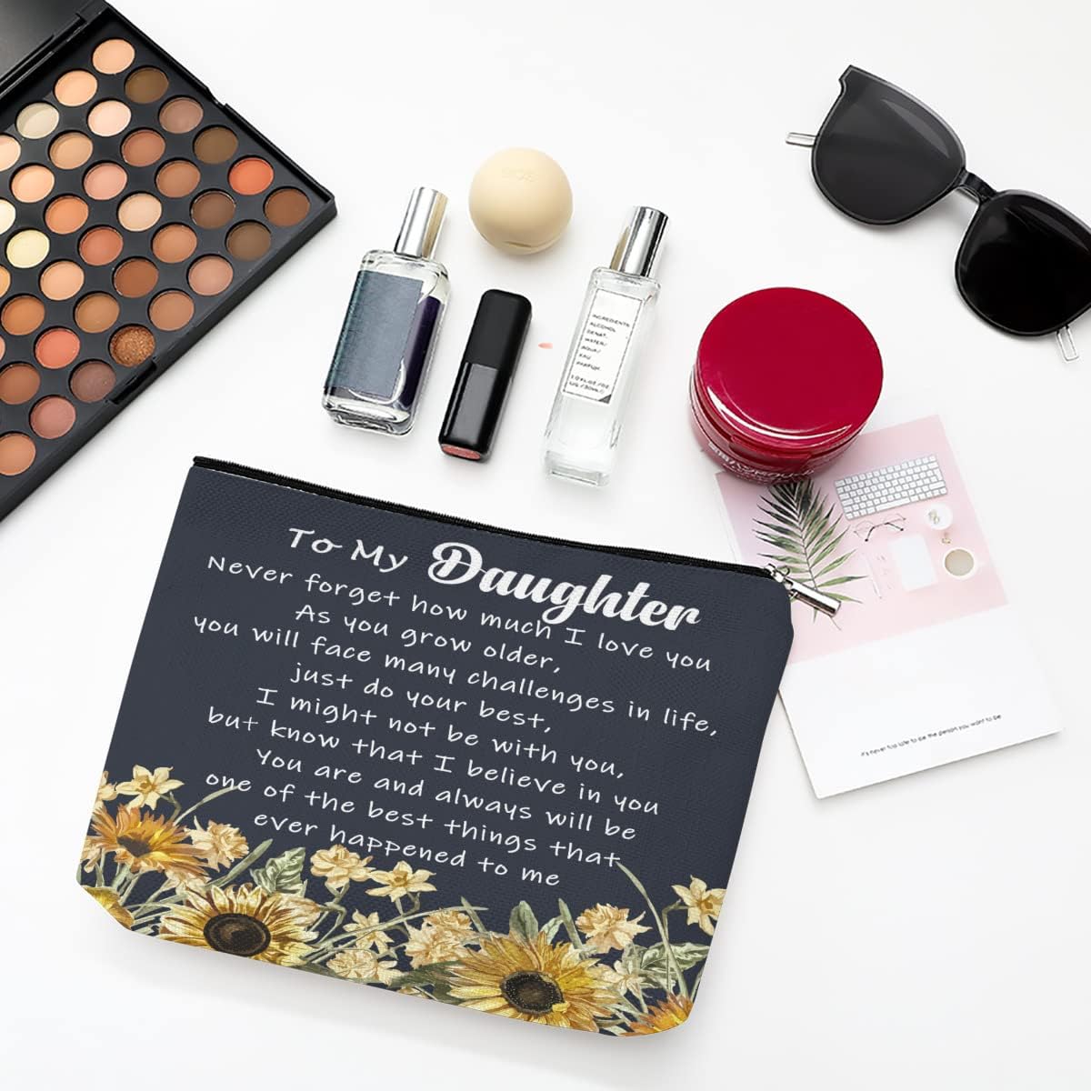 Regalos para mamá, sobrina, hija, hermana, bolsa de maquillaje para mujeres, regalo de cumpleaños, Navidad, cosmético, neceser de viaje, Hija-A004