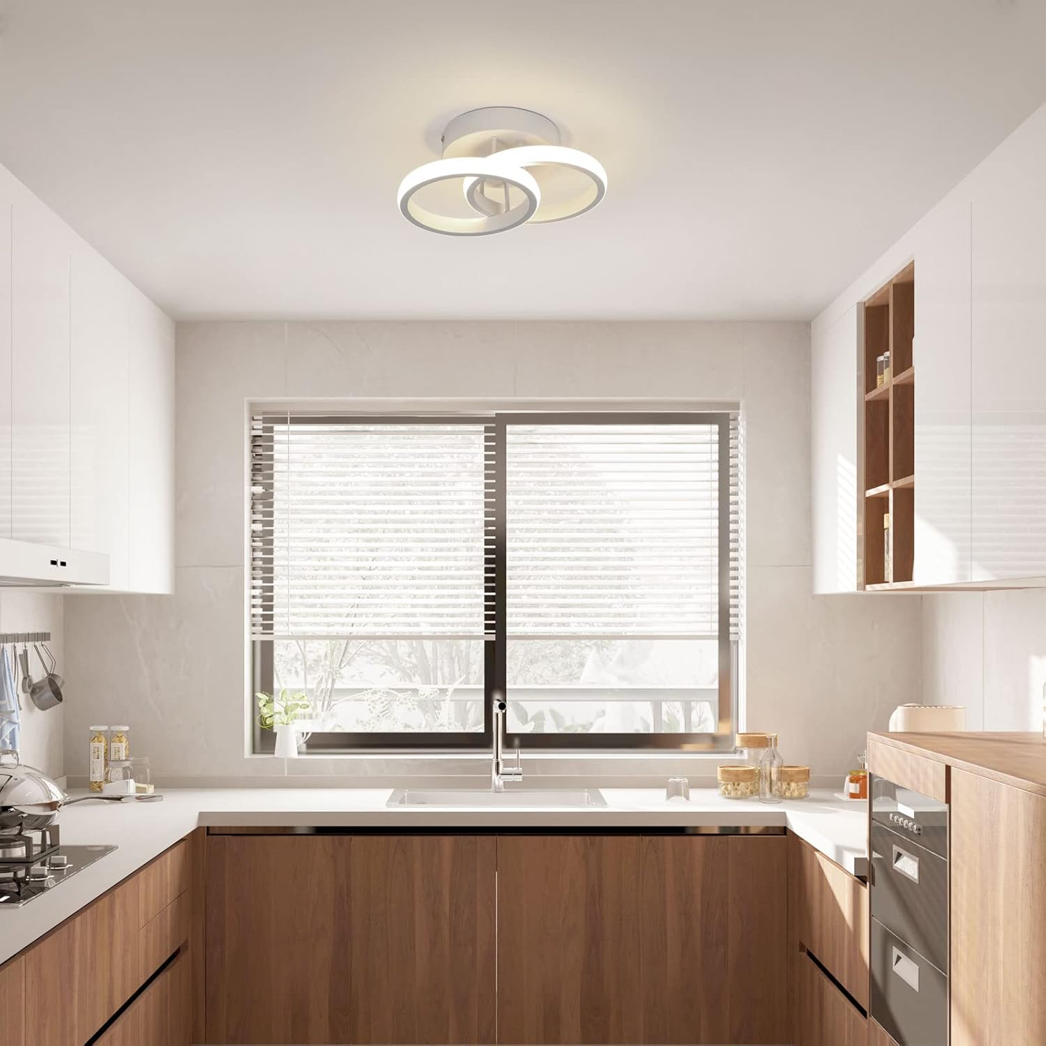 DELIPOP Lámpara de techo LED, luz neutra redonda de 4500 K, moderna lámpara de techo LED de acrílico cerca de luces de techo para pasillo, escalera,