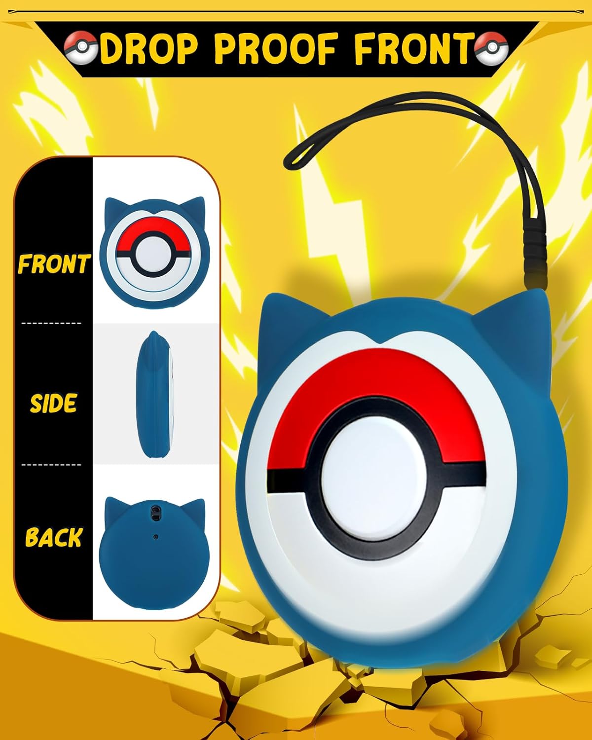 Gurgitat for Pokemon Go Plus Plus Case with Wrist Strap Cute Cartoon Girls Teens Game Boys Blue Anime for Poké Go Plus+ Cover Accessory Slim Soft