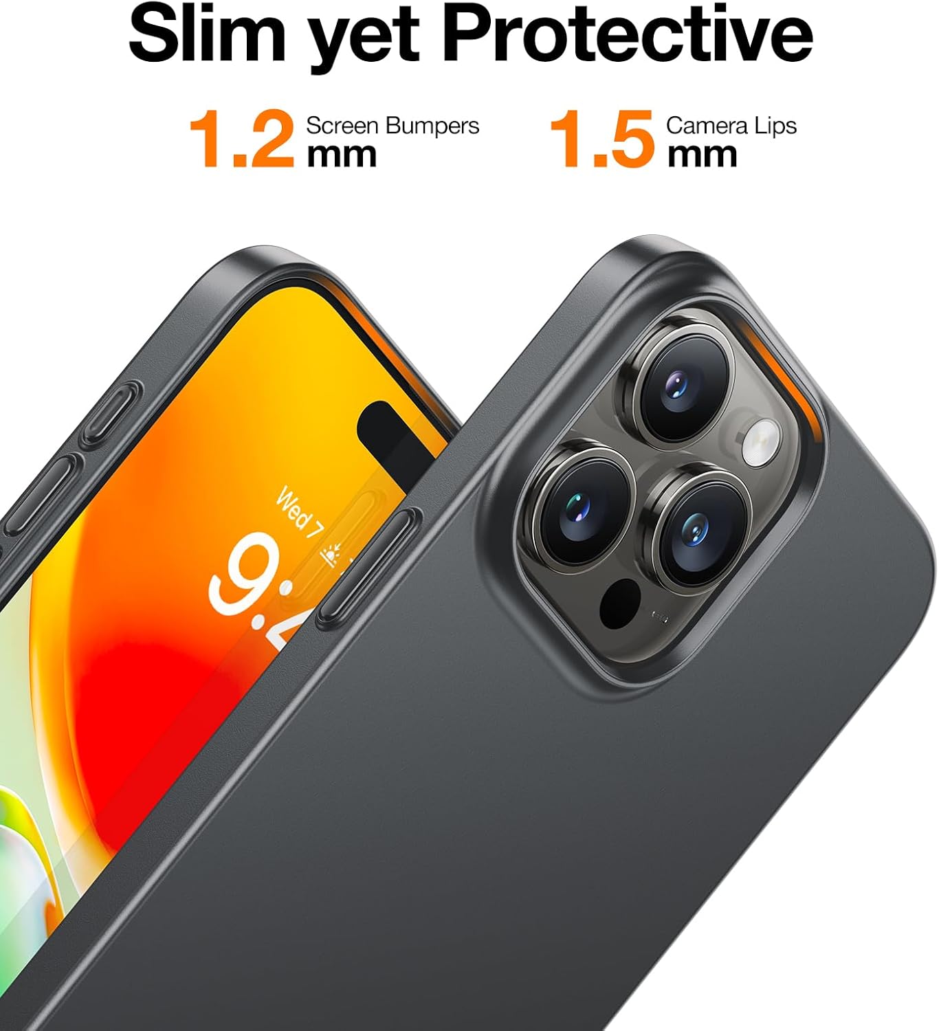 TORRAS Funda delgada diseñada para iPhone 15 Pro de 6.1 pulgadas, funda ultradelgada para iPhone 15 Pro 2023, funda delgada de policarbonato duro