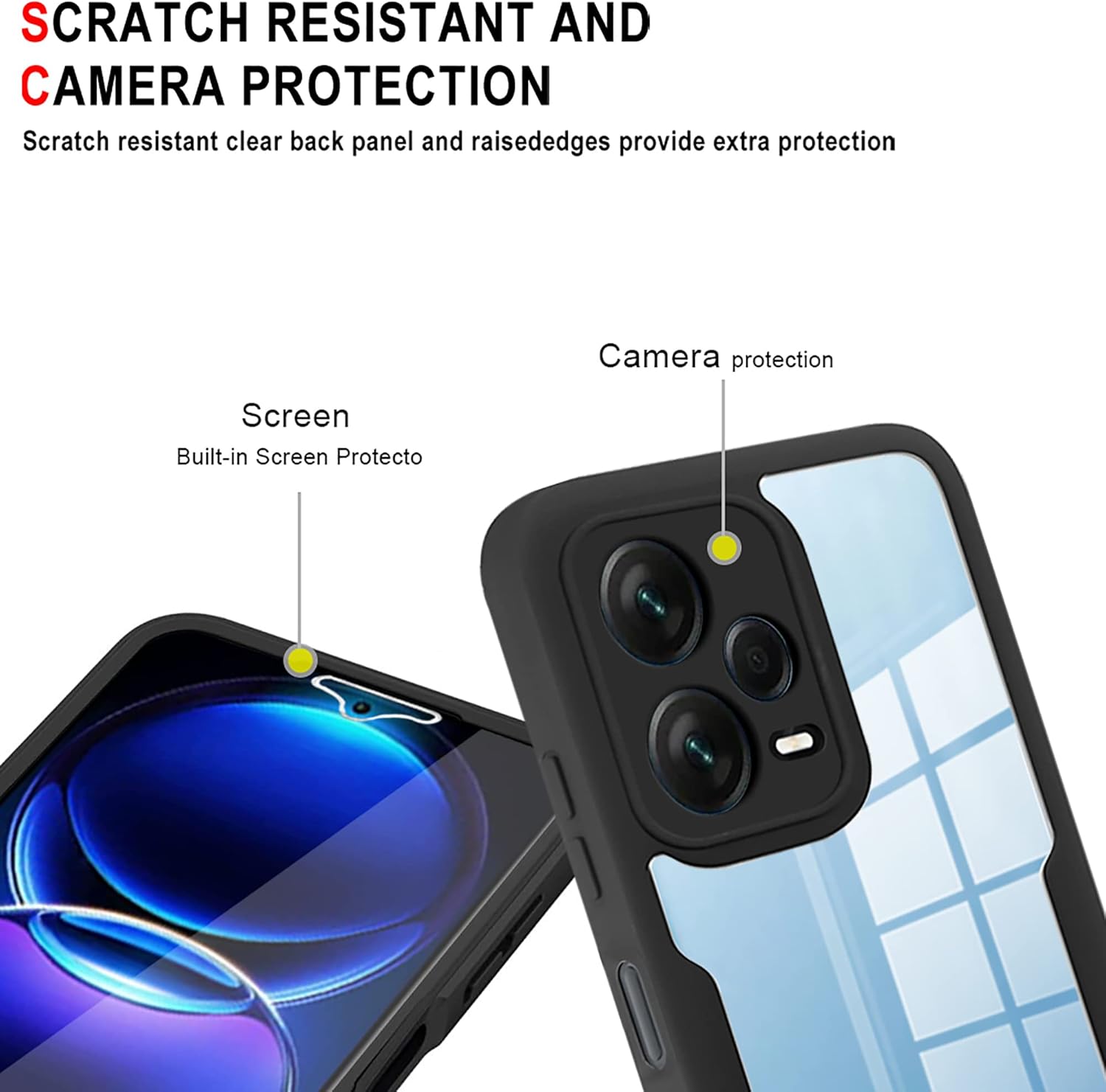 CCSamll – Funda transparente para Xiaomi Redmi Note 12 Pro 5G con protector de pantalla, delgada, a prueba de golpes, suave TPU parachoques