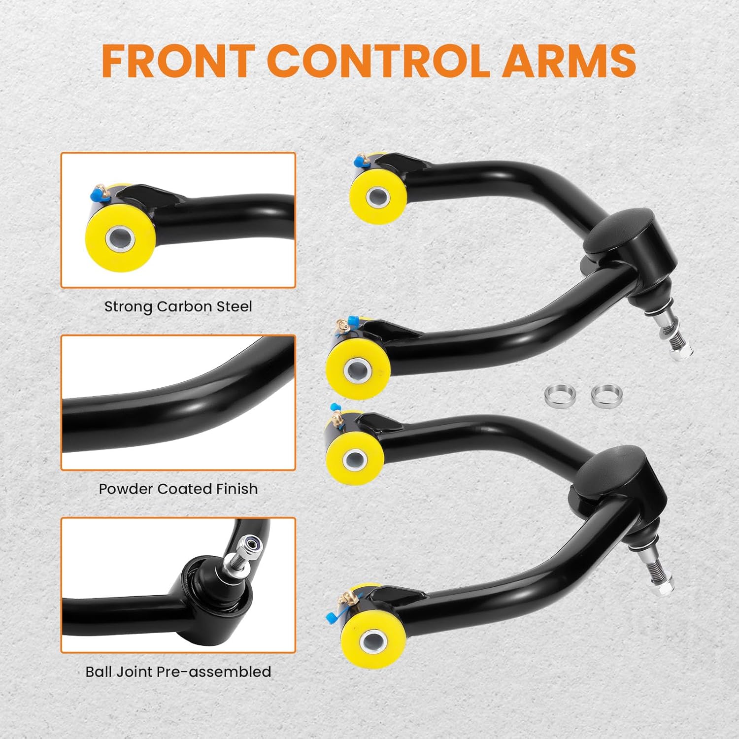 maXpeedingrods Brazo de control superior delantero de elevación de 2-4 pulgadas para Dodge Ram 1500 4WD 2006-2021, UCA delantero con buje de