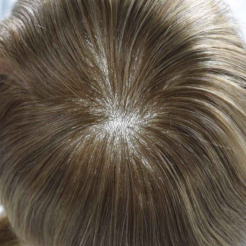 RESHE Hombres Toupee Hair System Ultra Thin Skin Real Human Hair Piece For Mens Toupee V-loop Natural Looking Hairpiece Para Hombres Protesis