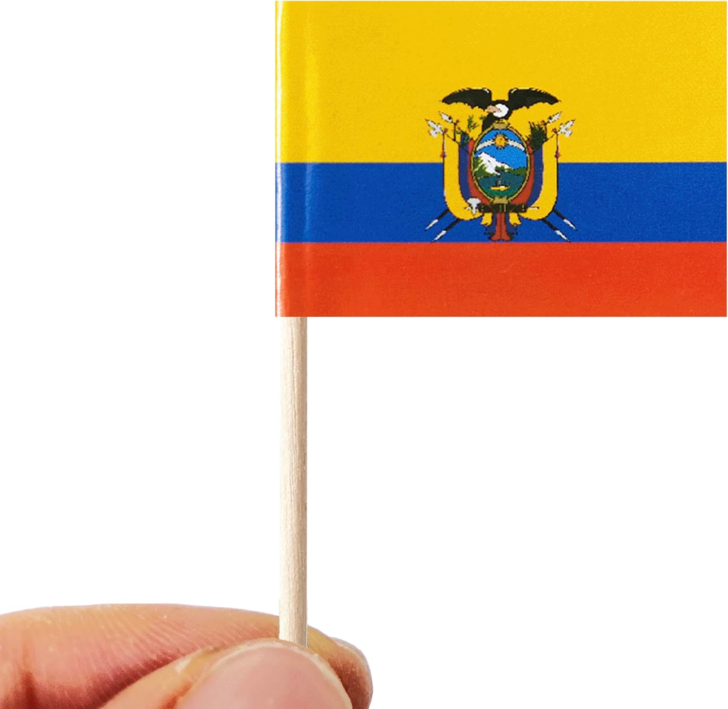 100 banderas de Ecuador Ecuador palillo de dientes, mini banderas pequeñas para cupcakes de Ecuador, banderas, banderines para fiesta de campo,