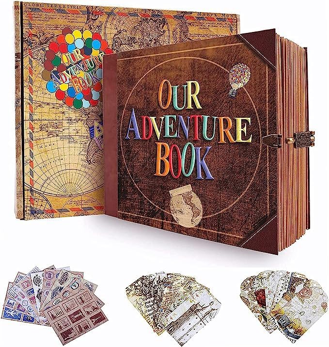 Álbum de fotos, libro de fotos, libro de fotos, libro de aventuras, libro de recortes con cubierta dura, álbum de recortes de viaje para