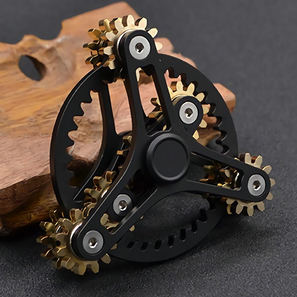 Fidget Spinner de latón puro, engranajes, giroscopio, juguete de metal para bricolaje de mano, giros de mucho tiempo, meditación EDC, enfoque,
