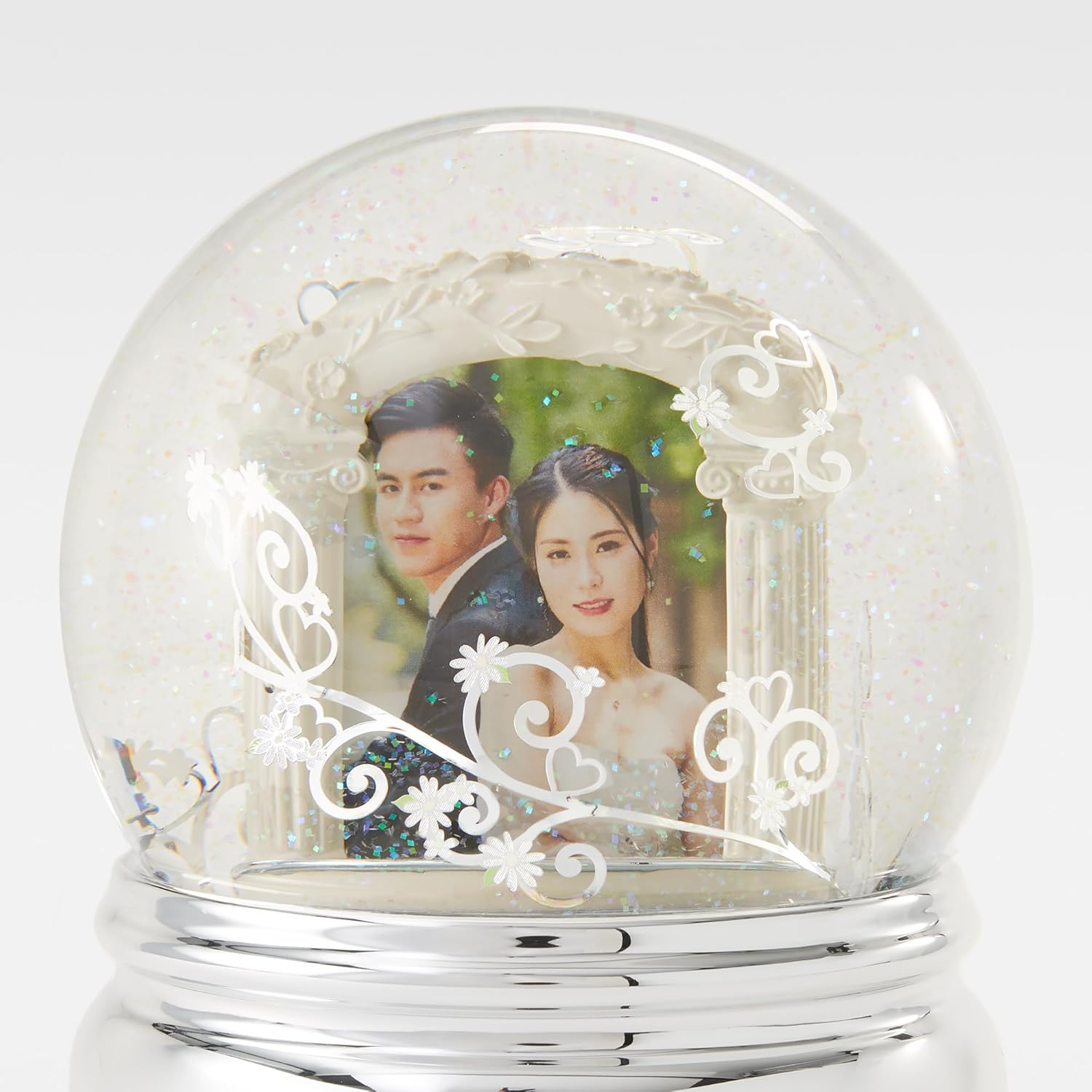 THINGS REMEMBERED Globo de nieve musical grabado personalizado para siempre con foto de boda, reproduce música Canon de Pachelbel, añade imágenes,