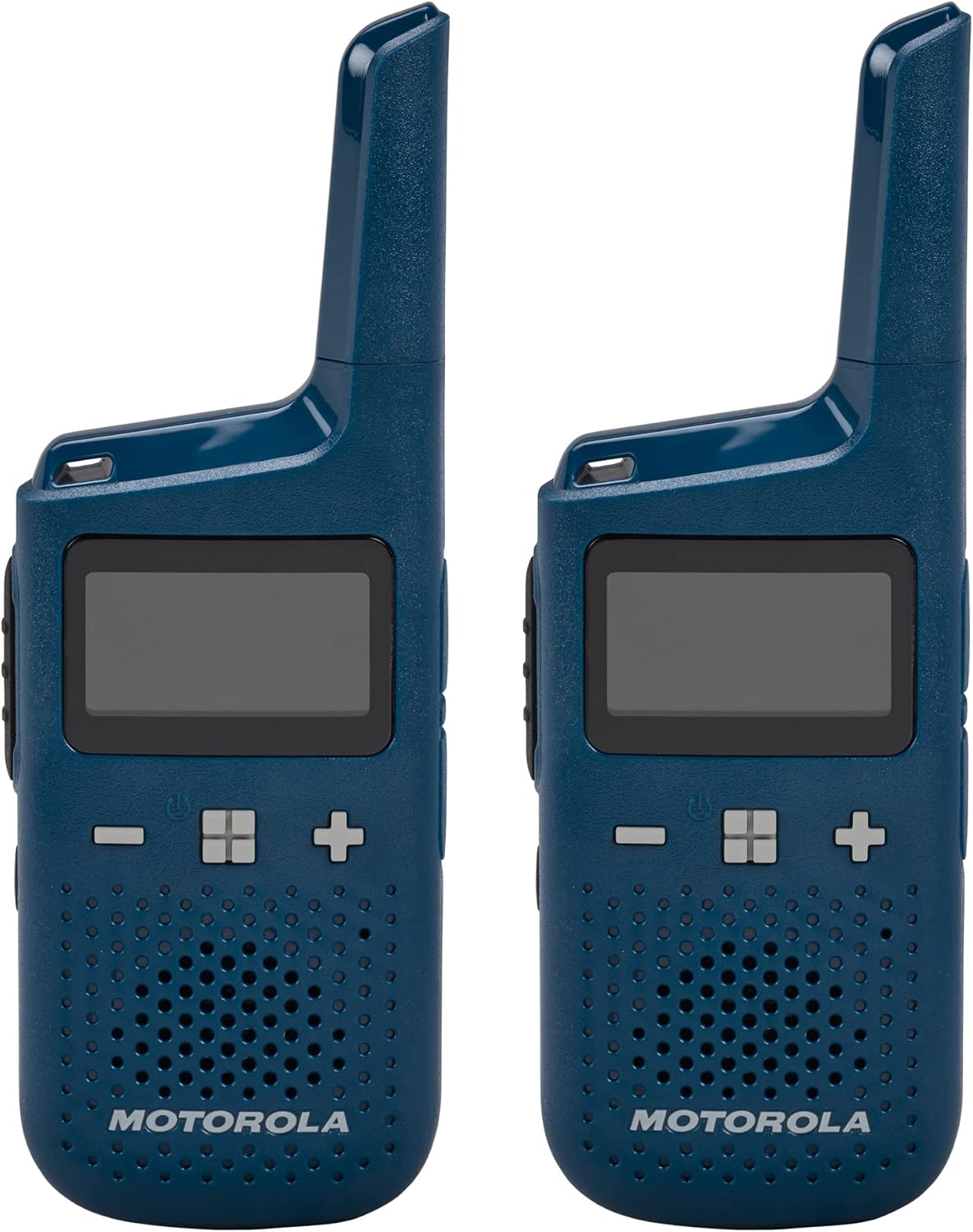 T383 – Radio de 2 vías azul de 25 millas con base de carga y auriculares de vigilancia Motorola 1518 con micrófono PTT, negro, blanco