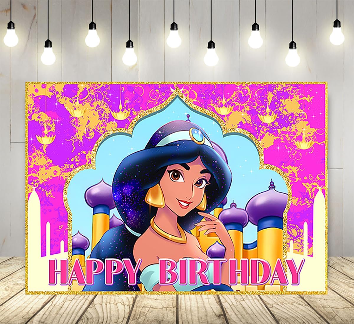 Telón de fondo de princesa jazmín para fiesta de cumpleaños, 5 x 3 pies, tema de Aladdin, cartel de baby shower para fiesta de cumpleaños,