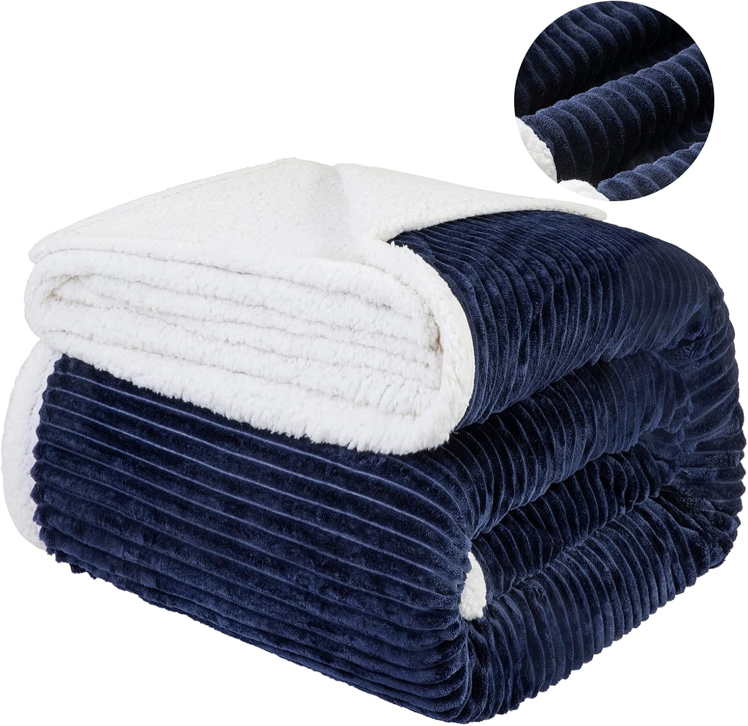 LBRO2M Manta de cama de forro polar Sherpa a rayas, tamaño King, súper suave, afelpada, cálida, acogedora, de microfibra esponjosa, manta de