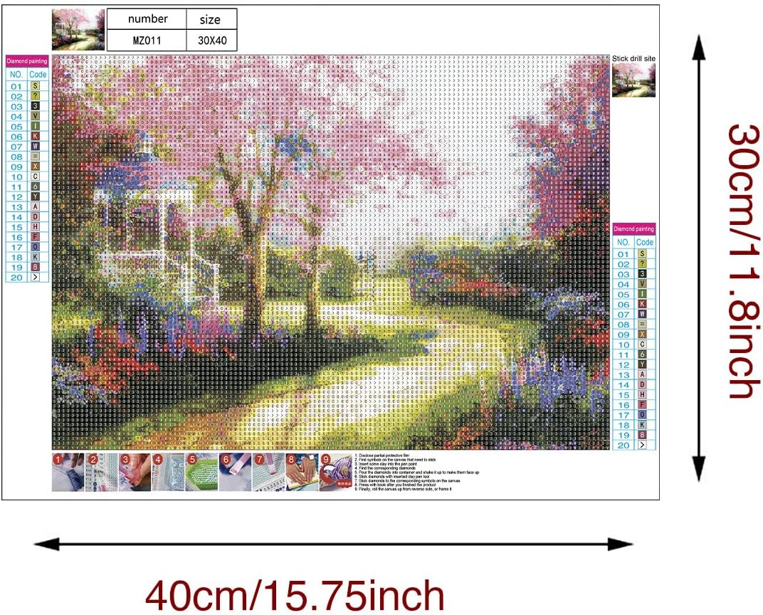 SIDENUO Kit de diamantes de camino de flores de árbol 5D para adultos, paisajes de otoño, pintura de paisaje, manualidades para decoración de pared