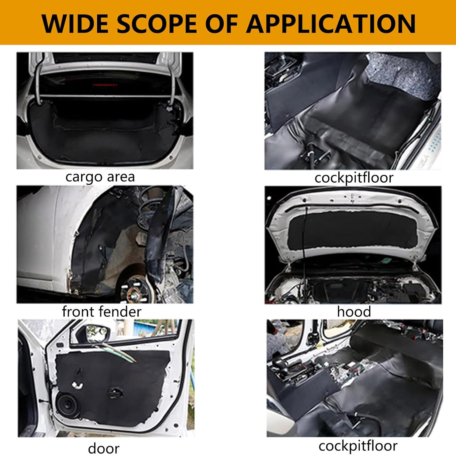 TA-VIGOR Alfombrilla de amortiguación de sonido para automóvil, 40 x 24 pulgadas, impermeable, aislamiento térmico