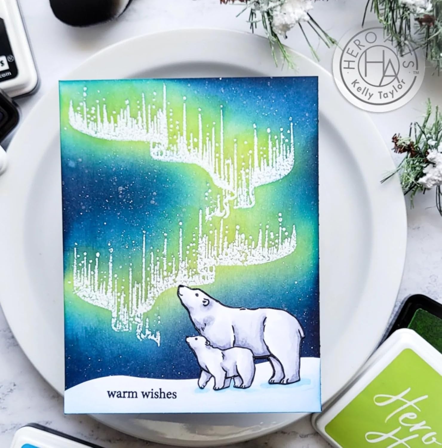 Hero Arts CM718 Northern Lights – Juego de sellos transparentes de osos polares
