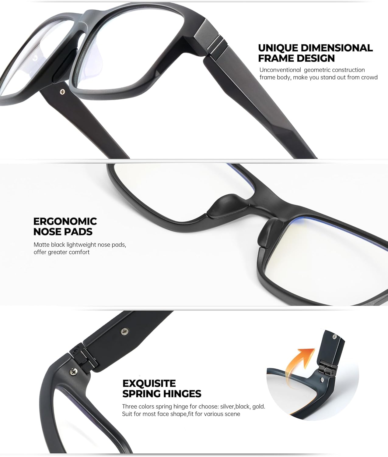 ANYLUV Blue Light Blocking Glasses for Men, Square Mens Gaming Computer Glasses with UV Protection Anti Eyestrain