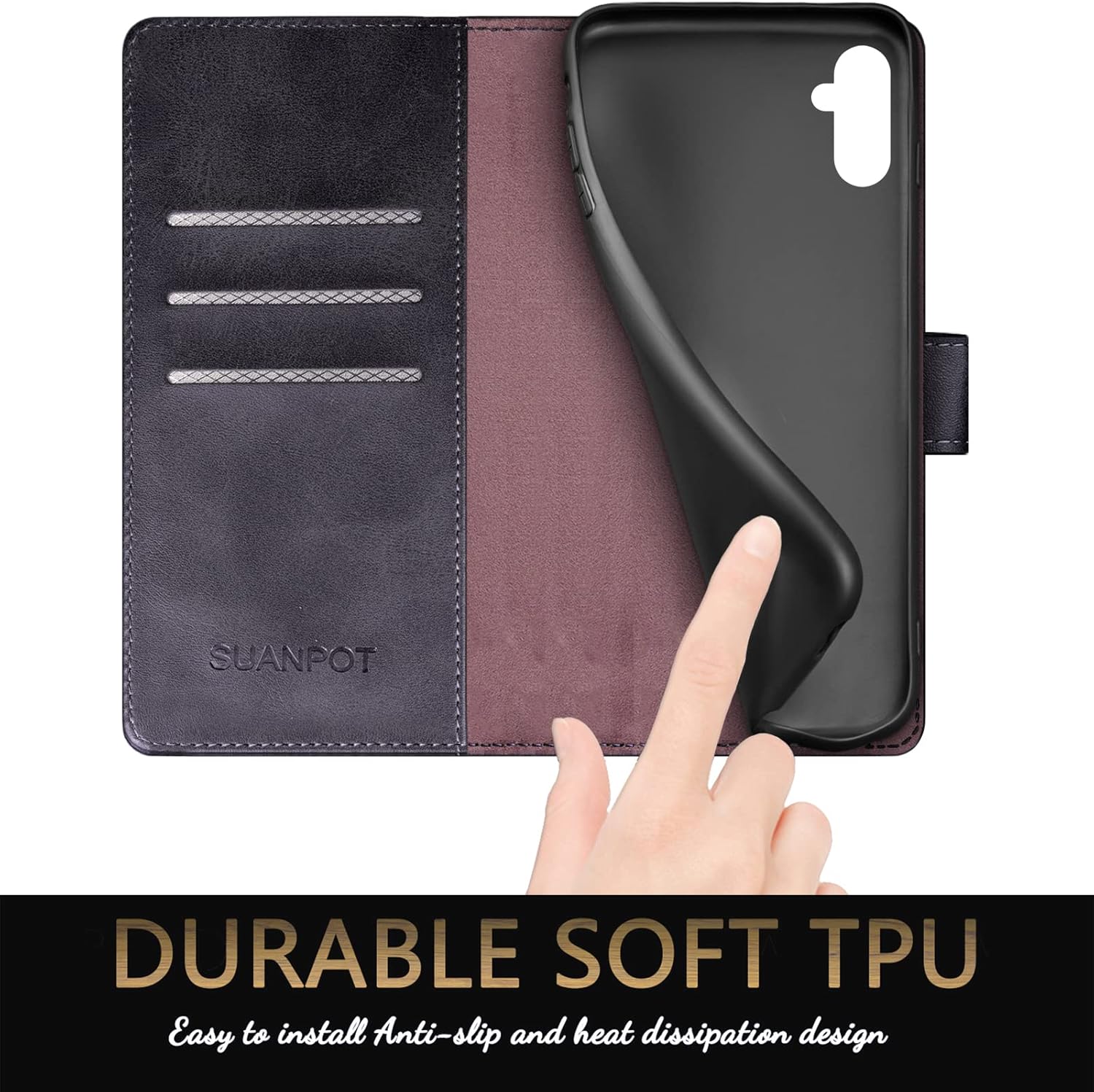 SUANPOT Funda tipo cartera para Samsung Galaxy A13 5G con bloqueo RFID, tarjetero de crédito, funda protectora de piel sintética con tapa para