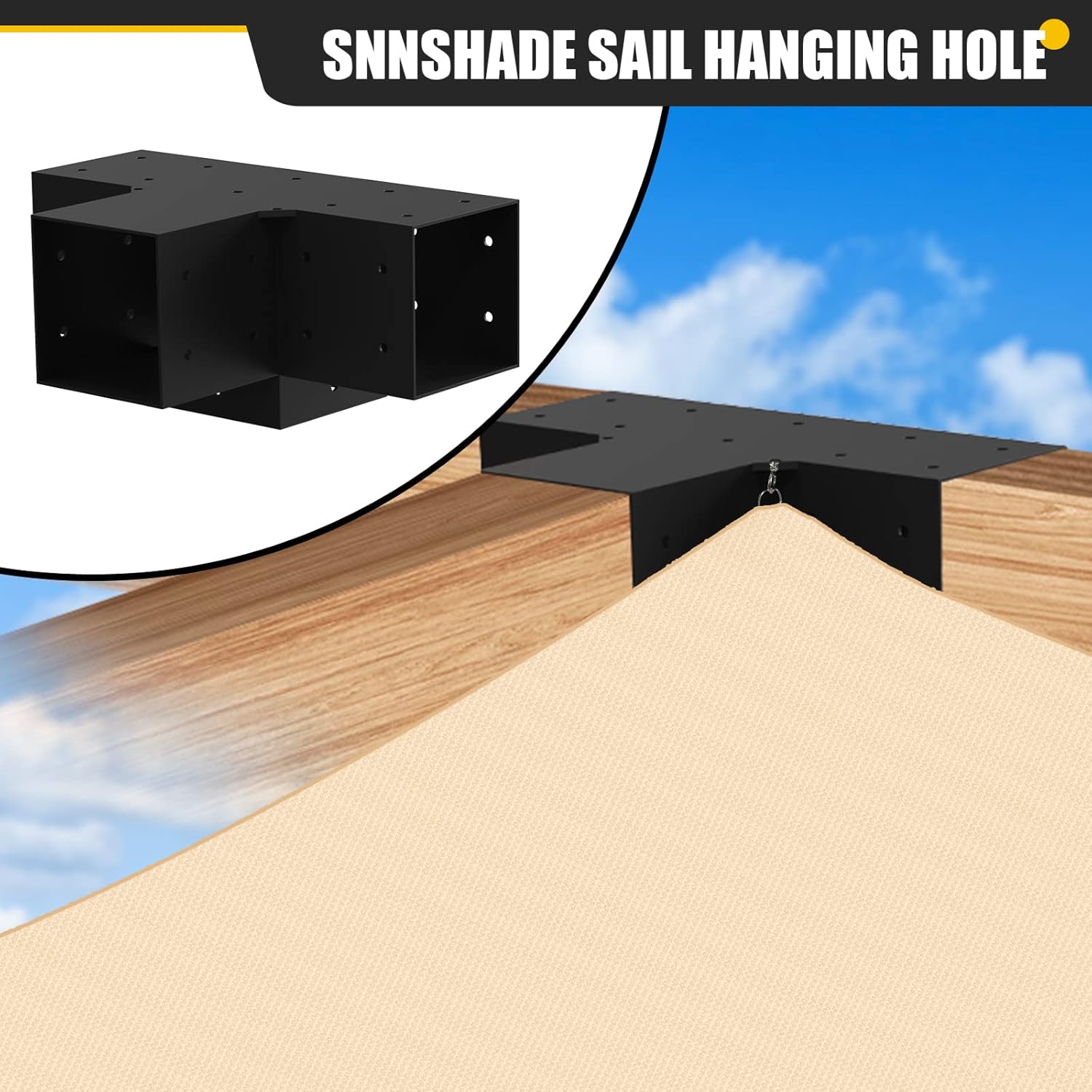 Woodworks – Kit de soportes de pérgola de 6 x 6, soportes de extensión de esquina de 4 vías, recubrimiento de polvo negro, soportes de metal de 6 x