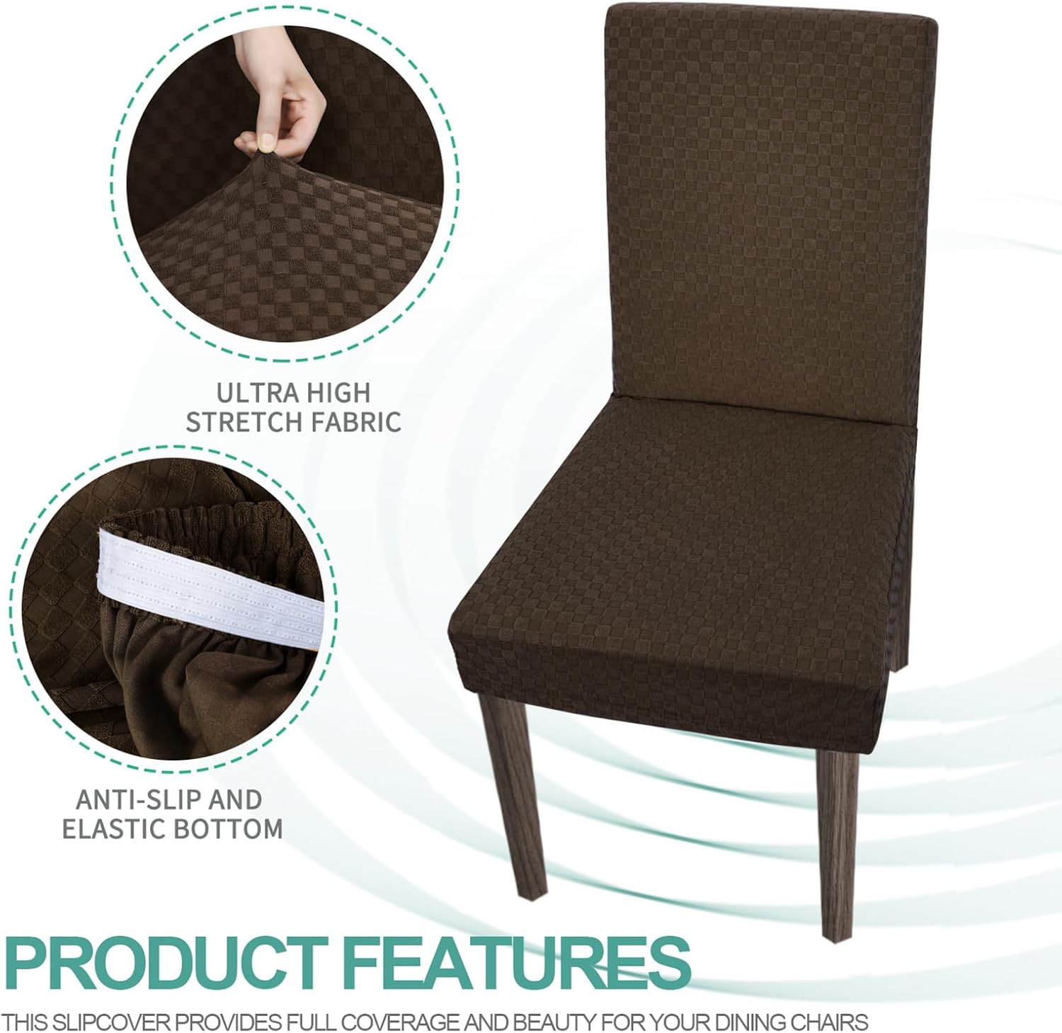 YEMYHOM – Funda protectora para silla de comedor, restaurante, cocina, fiesta, diseño elastizado, a cuadros