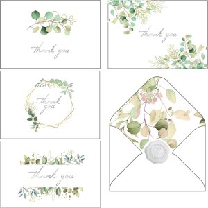 Paquete de 48 tarjetas de agradecimiento con sobres y calcomanías, diseño de estilo plateado de 6 x 4 pulgadas, notas en blanco para compromiso, Paquete de 48 tarjetas de agradecimiento con sobres y calcomanías, diseño de estilo plateado de 6 x 4 pulgadas, notas en blanco para compromiso,