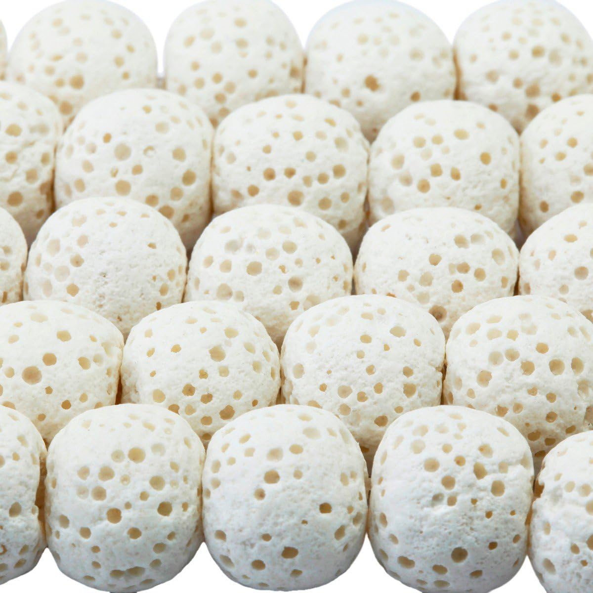 rockcloud Cuentas redondas sueltas de piedra de lava blanca de 0.315 in para hacer joyas, accesorios