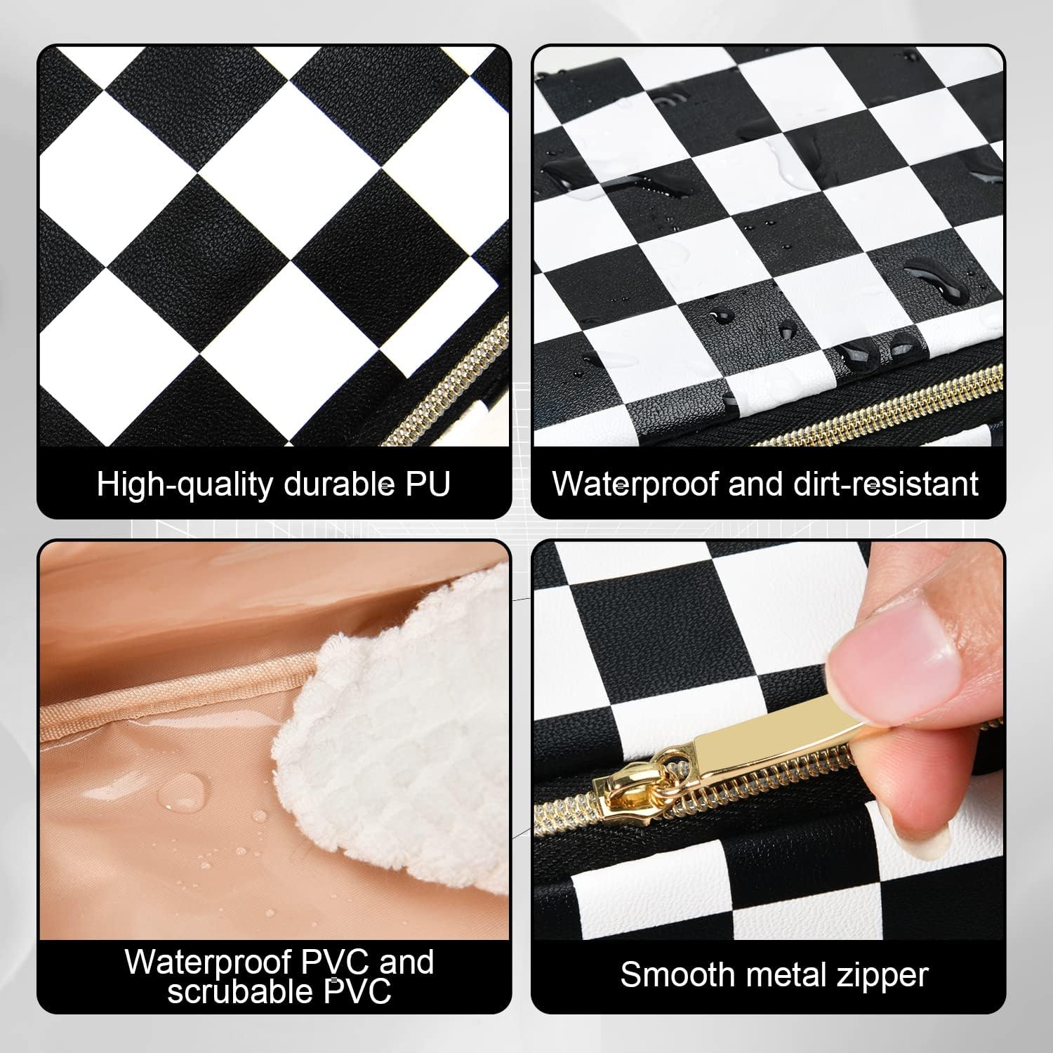 rlokosfb Bolsa de maquillaje portátil que se abre plana para un fácil acceso, bolsa de cosméticos impermeable, bolsa de aseo personal, accesorios de