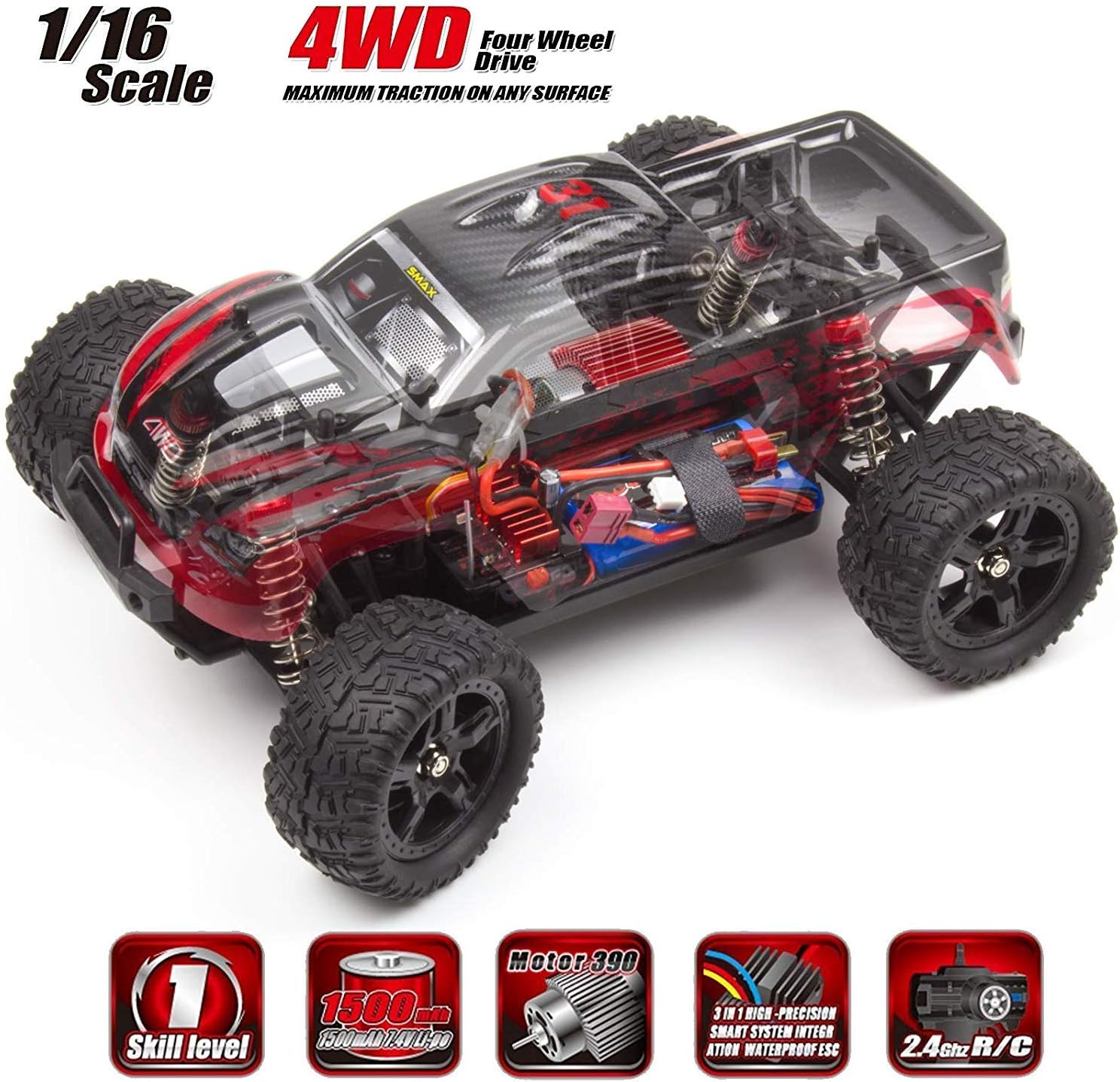 Cheerwing 116 escala todo terreno RC coche, 40KMH de alta velocidad 4WD control remoto Monster Truck, 4X4 Off-Road Truck
