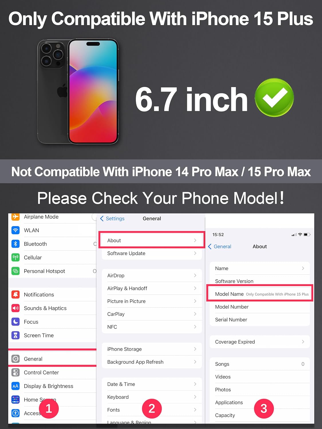 Protector de pantalla de privacidad compatible con iPhone 15 Plus de 6.7 pulgadas, protector de pantalla de vidrio templado HD antiespía anti luz
