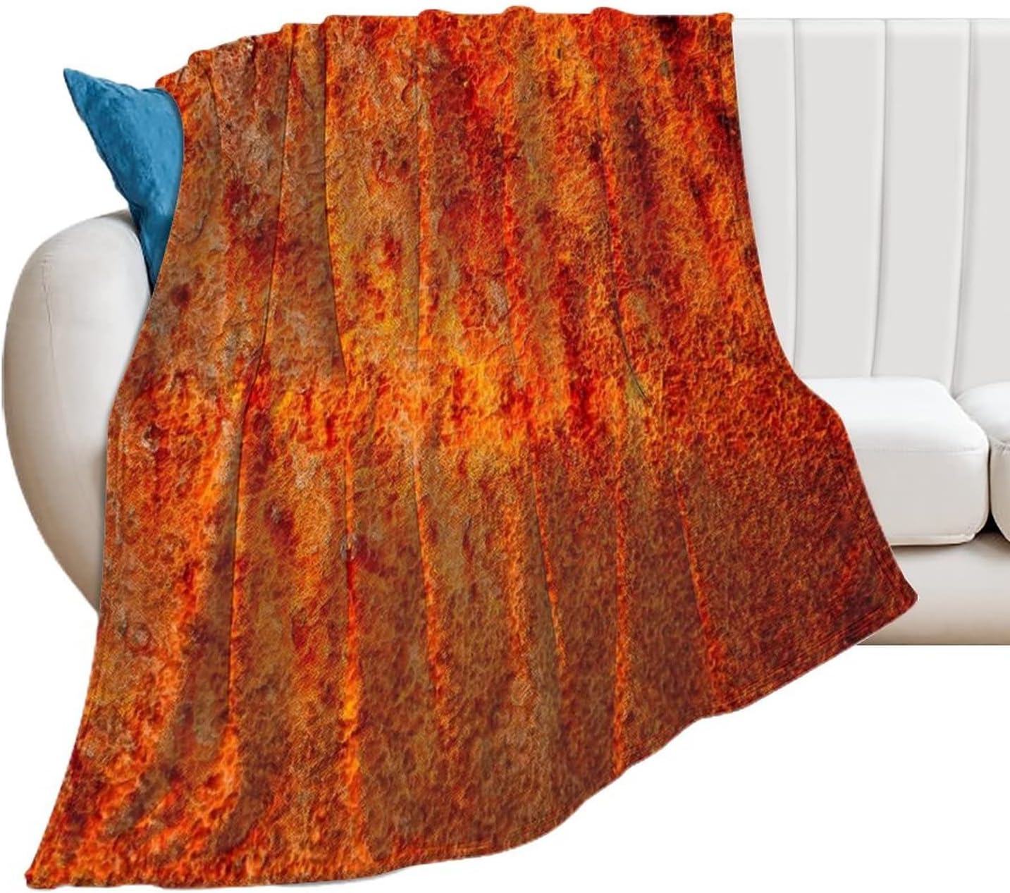 Manta de franela de forro polar naranja quemado de 50 x 40 pulgadas, ligera y esponjosa, para invierno y otoño, acogedora y suave para decoración
