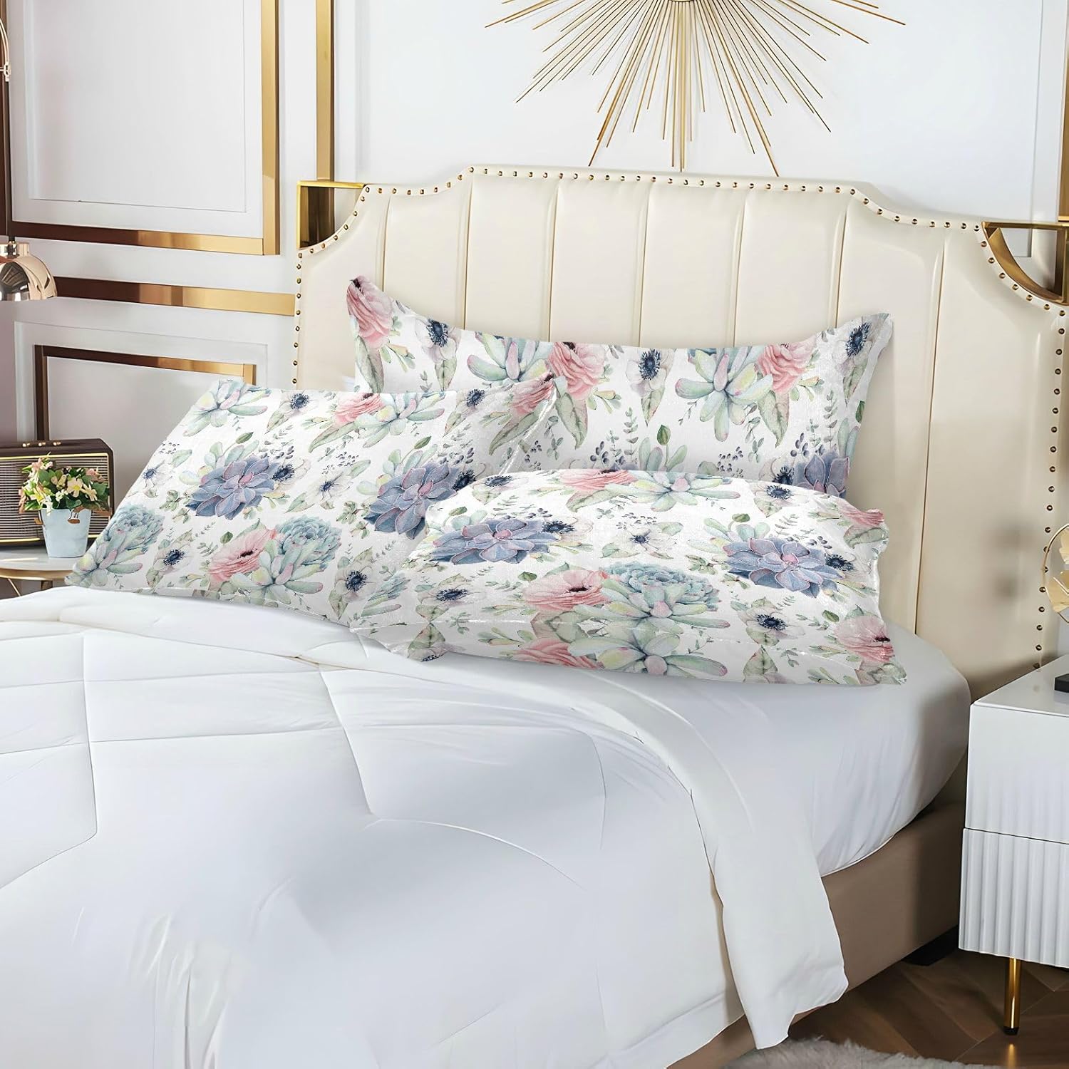Funda de almohada corporal de rosas suculentas, súper suave, funda de almohada de terciopelo con cremallera para dormitorio, sofá, hogar, sofá,