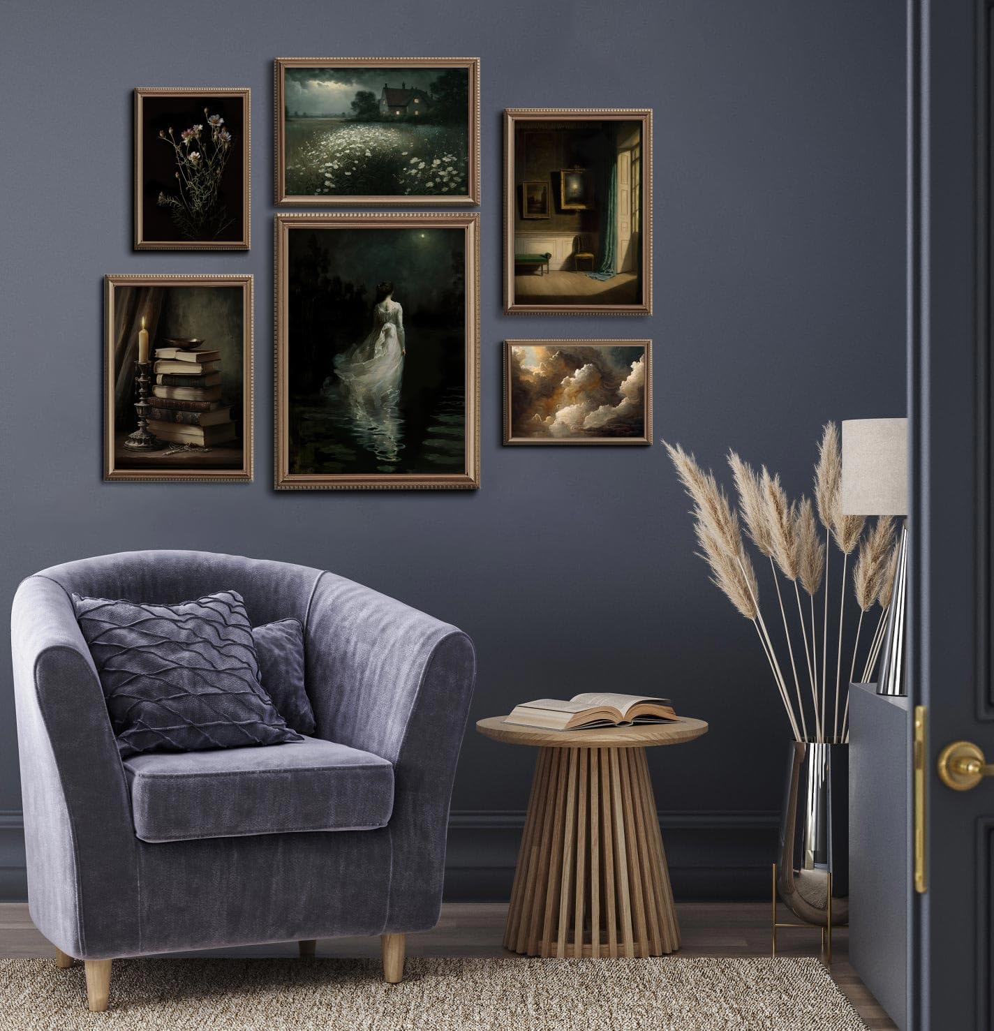 Impresiones artísticas victorianas vintage, arte de pared Dark Academia oscura, póster de retrato de dama vintage, hogar victoriano gótico,