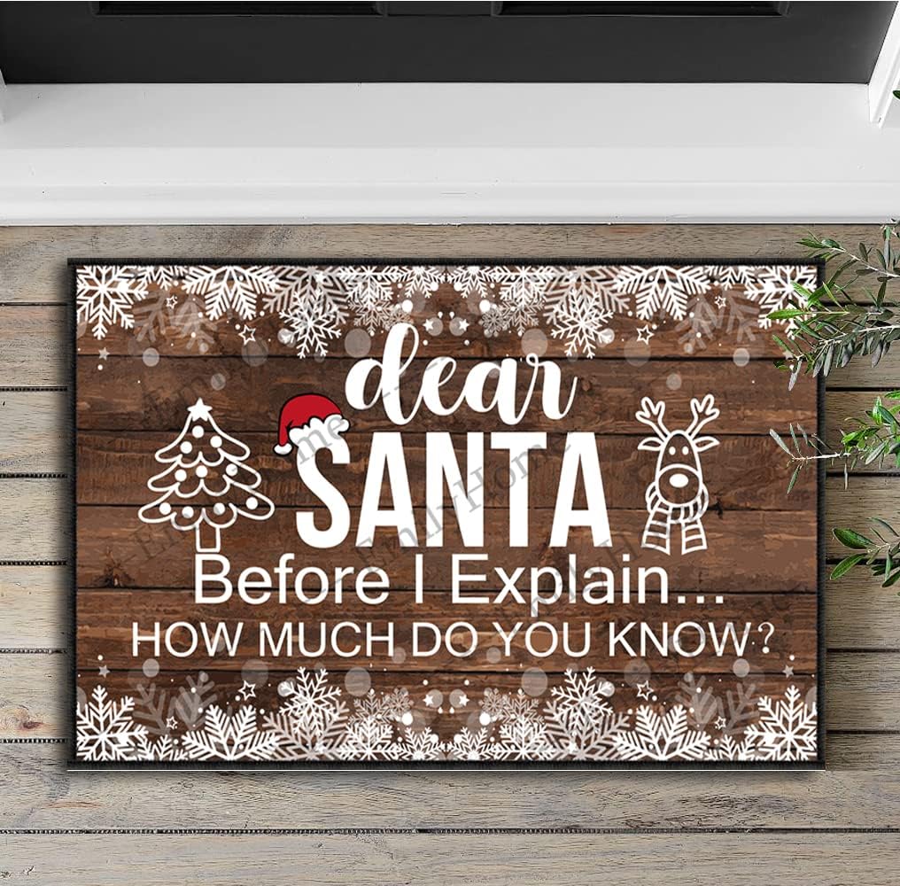 ZUYOENCO Entryway Rugs Indoor Non Slip, Dear Santa Before I Explain How Much Do You Know Outdoor Funny Welcome Mats for Front Door Mats Indoor