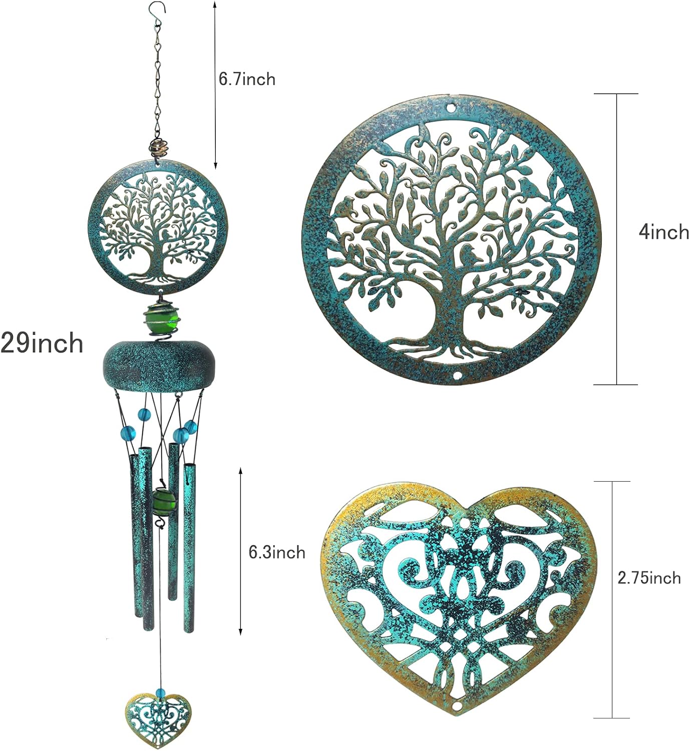 Campanillas de viento, árbol de la vida, campanillas de viento de tono profundo para exteriores, regalo conmemorativo para mamá, abuela, mujer,