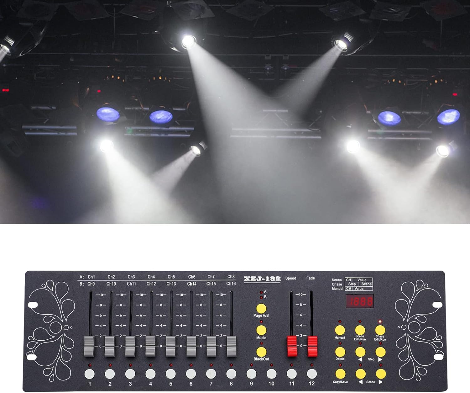 Controlador DMX, consola DMX de 192 canales, programa de controlador de iluminación de escenario, consola de luz fácil para iluminación de escenario