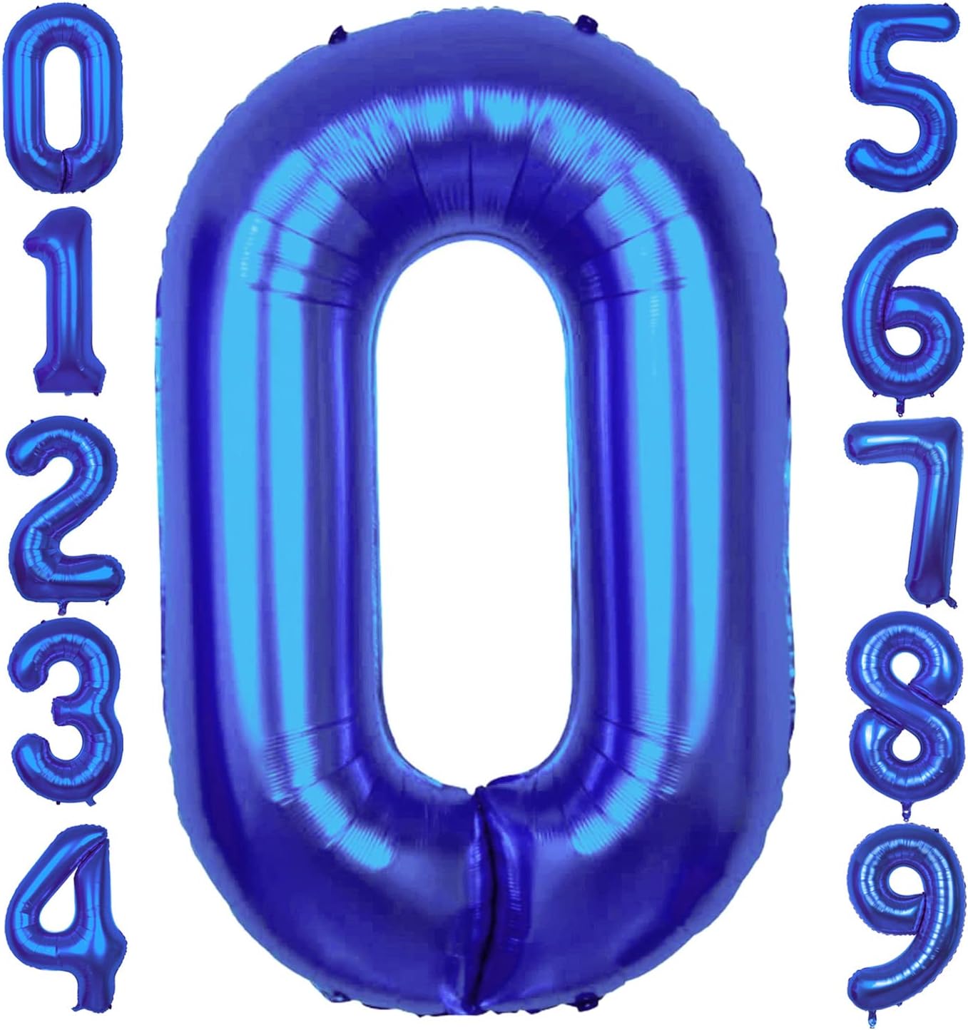 GINZU – Globo gigante de 40 pulgadas con el número 0, de gran dígito 0 de Mylar de aluminio azul helio para niños, suministros de decoración de
