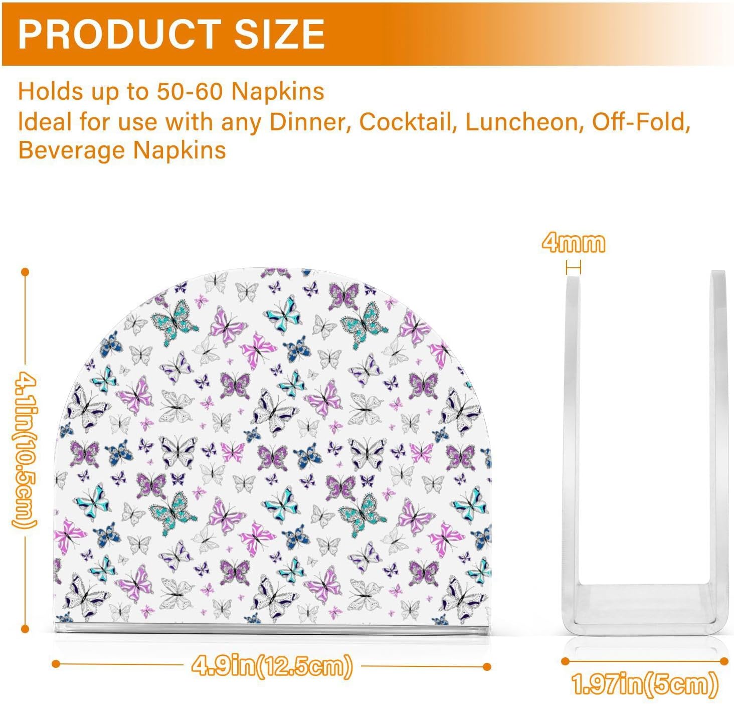 Napkin Holder Butterfly Napkin Holders for Tables, Clear Acrylic Napkin Holders Cocktail Napkin Holder for Kitchen Restaurant Bar Home Decor 2 Pack