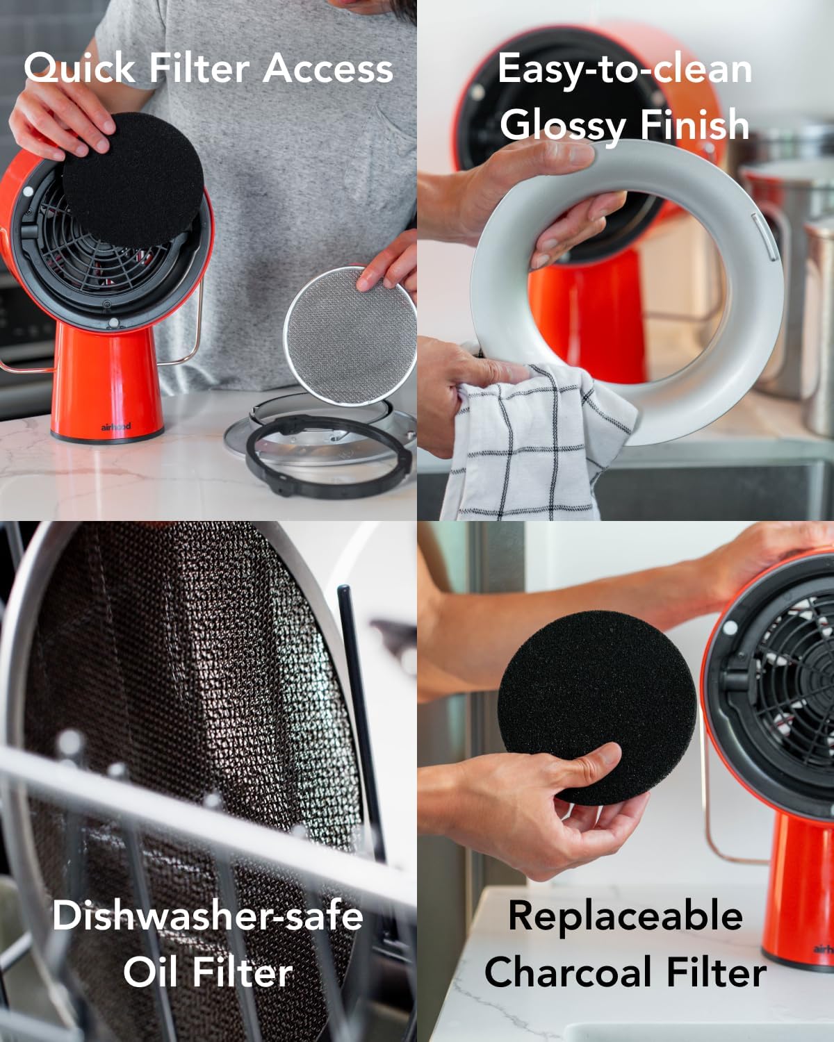 AirHood Inalámbrico  El primer limpiador de aire de cocina portátil del mundo con 5 filtros de carbón activado y filtro de aceite de acero