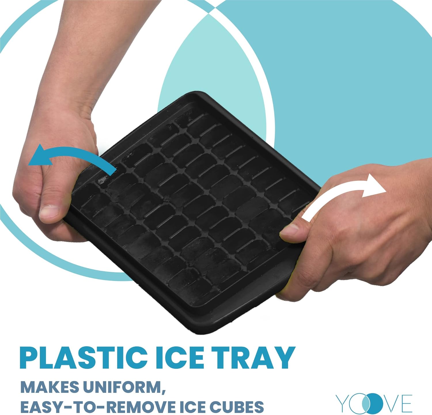 Yoove Juego de bandejas de silicona para cubitos de hielo, incluye tapa antiderrames, cubo con tapa y cuchara, sin BPA, fácil de liberar, bandeja de