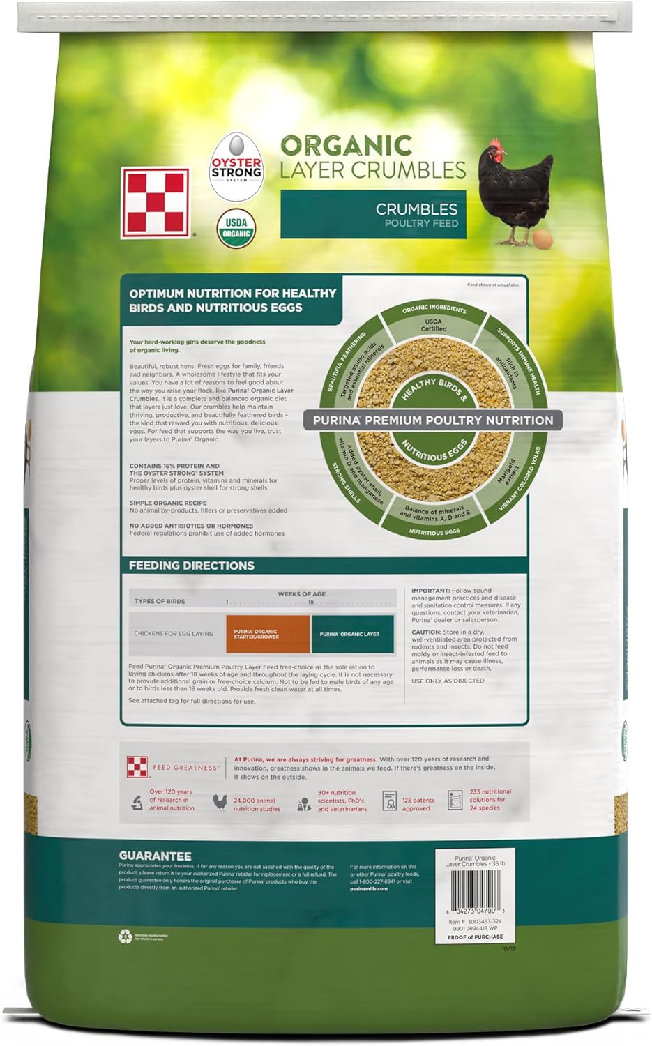Purina Alimento para gallinas en capas orgánicas sin OMG nutricionalmente completo – Alimento para pollo  Bolsa de 35 libras (35 libras)