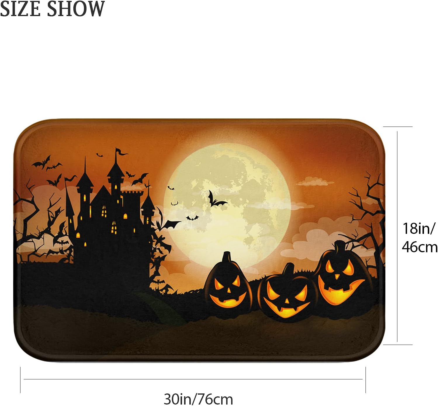 Britimes Tapete de baño para baño, antideslizantes, de la serie temática de Halloween, cubierta lavable, tapete para decoración de baño, 18 x 30